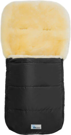 Lammfellfußsack Nordkap Kinderwagen Schwarz