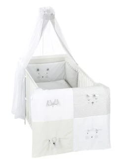 Alvi 4tlg. Bett-Set "Faces" In Grau/ Creme -Babyprodukte alvi 4tlg bett set faces in grau creme 2