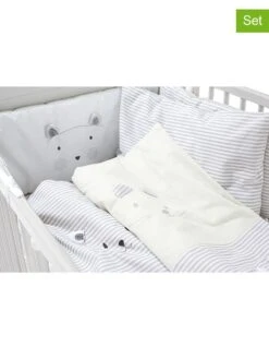 Alvi 4tlg. Bett-Set "Faces" In Grau/ Creme