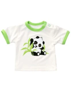 Shirt Kurzarm Happy Panda In Grün Weiß