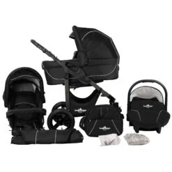 10tlg. Set: Kombi Kinderwagen "Capri" In Schwarz