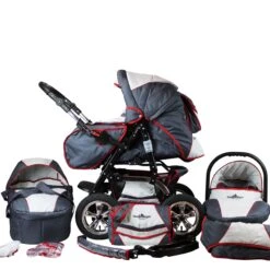10tlg. Set: Kombi Kinderwagen "Milano" In Grau