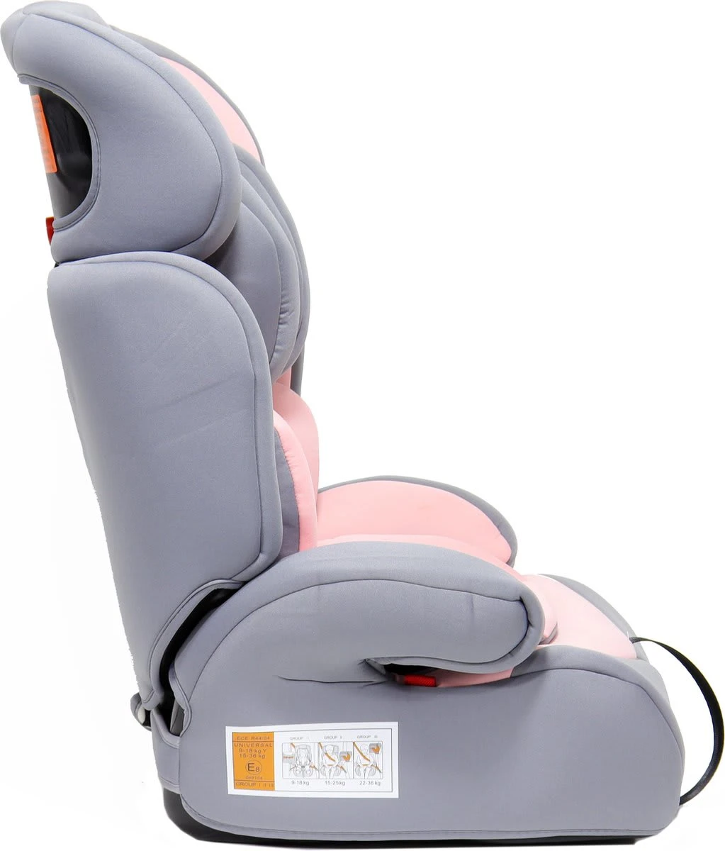 Ivo - Autositz - Klasse 1,2,3 - Geeignet Für 9-36 Kg - Mit Extra Polsterung Und 5-Punkt-Gurt – In Pink/Grau 4 Ivo - Autositz - Klasse 1,2,3 - Geeignet Für 9-36 Kg - Mit Extra Polsterung Und 5-Punkt-Gurt – In Pink/Grau – Bild 2