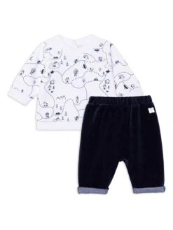 2tlg. Outfit In Weiß/ Dunkelblau