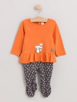 2tlg. Outfit In Orange/ Dunkelgrau