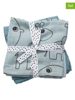 Done By Deer 2er-Set: Mülltucher "Contour" In Hellblau - (L)70 X (B)70 Cm