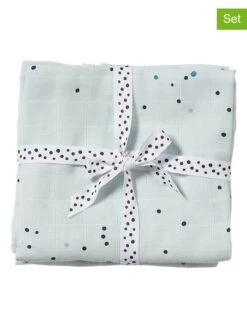 Done By Deer 2er-Set: Mulltücher "Dreamy Dots" In Hellblau - (L)120 X (B)120 Cm