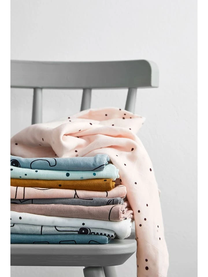 Done By Deer 2er-Set: Mulltücher "Dreamy Dots" In Weiß - (L)70 X (B)70 Cm 4 Done By Deer 2er-Set: Mulltücher "Dreamy Dots" In Weiß - (L)70 X (B)70 Cm – Bild 2