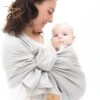 Ring Sling Tragetuch "ASH" In Hellgrau Mit Schwarzen Ringen -Babyprodukte hanschenklein ring sling tragetuch ash in hellgrau mit schwarzen ringen