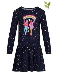 Kleid In Dunkelblau/ Bunt