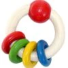 Rassel "mit 4 Ringe" In Bunt -Babyprodukte hess holzspielzeug rassel mit 4 ringe in bunt