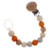 Schnullerkette In Natur / Orange -Babyprodukte hess holzspielzeug schnullerkette in natur orange