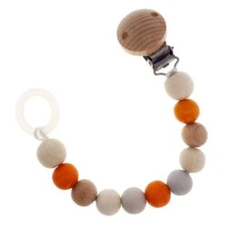 Schnullerkette In Natur / Orange