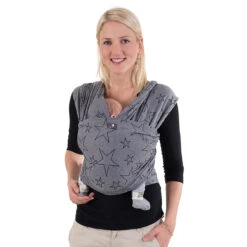 Elastisches Babytragetuch Neugeborenen Tragetuch Grau Mit Sternen 8 Elastisches Babytragetuch Neugeborenen Tragetuch Grau Mit Sternen -Babyprodukte hoppediz elastisches babytragetuch neugeborenen tragetuch grau mit sternen 2