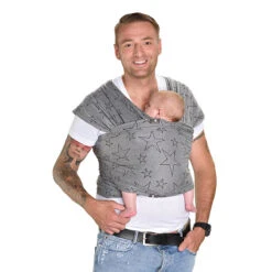 Elastisches Babytragetuch Neugeborenen Tragetuch Grau Mit Sternen 9 Elastisches Babytragetuch Neugeborenen Tragetuch Grau Mit Sternen -Babyprodukte hoppediz elastisches babytragetuch neugeborenen tragetuch grau mit sternen 3