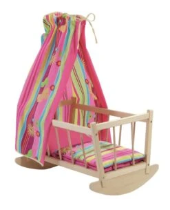 Puppenwiege "Butterfly" Aus Holz Natur - Ab 3 Jahre