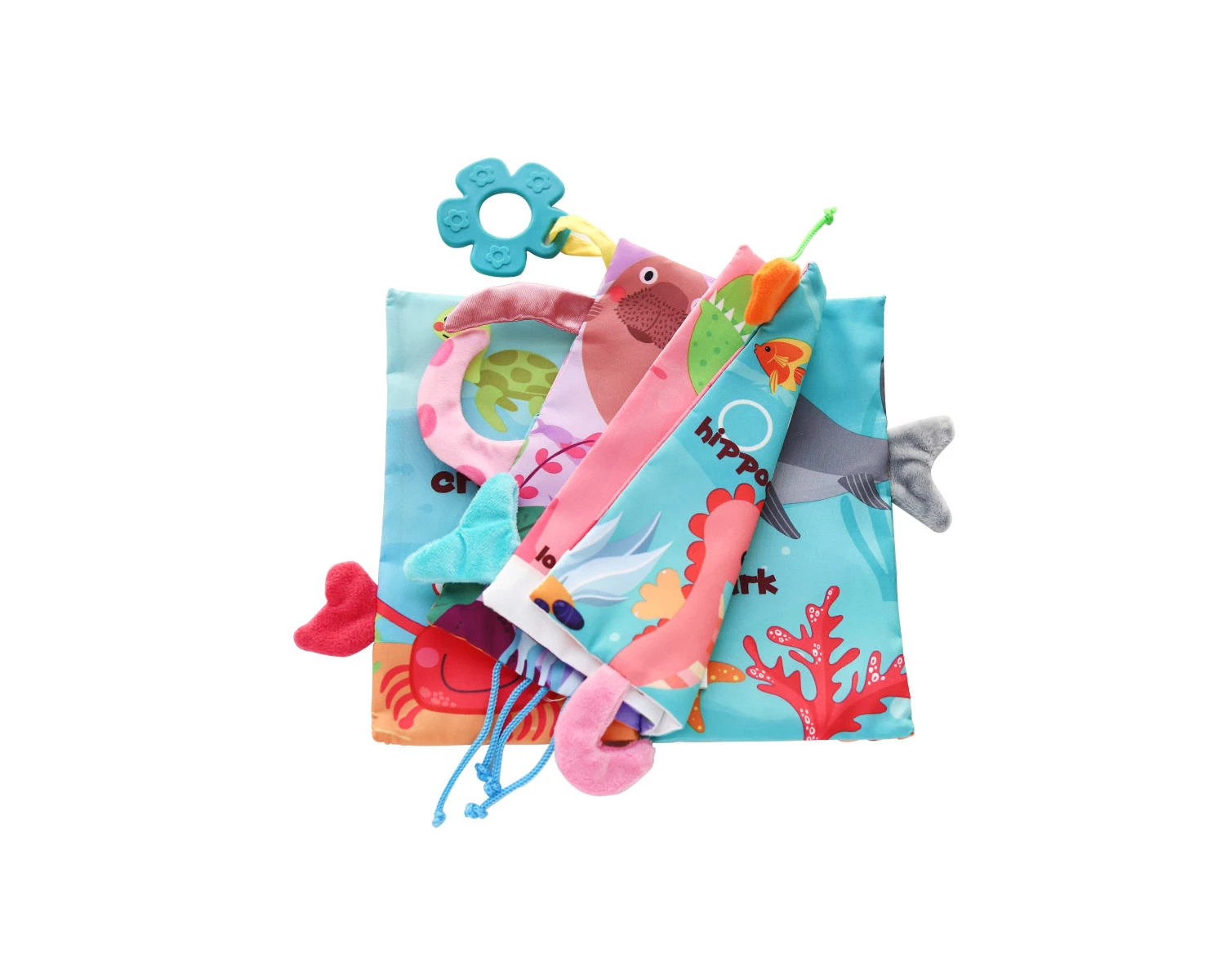 Baby Stoffbuch Beißring In Blau 4 Baby Stoffbuch Beißring In Blau – Bild 2