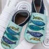 Leder-Krabbelschuhe "Sardinen" In Hellblau -Babyprodukte lait et miel leder krabbelschuhe sardinen in hellblau