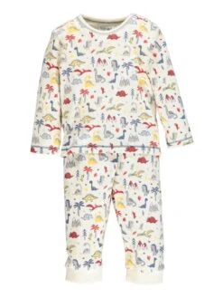 Pyjama "Dino" In Creme/ Bunt