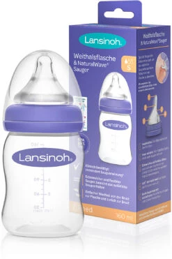 Lansinoh Weithalsflasche Mit NaturalWave™ Sauger Gr. S, 160ml