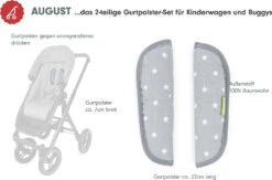 AUGUST Gurtpolster-Set Für Kinderwagen Und Buggys - Stars, Grau, 2-tlg. -Babyprodukte liebes von priebes august gurtpolster set fur kinderwagen und buggys stars grau 2 tlg 2