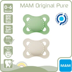 MAM Original Pure Silikon, 0-6 Monate, 2er Set , Grün/beige 10 MAM Original Pure Silikon, 0-6 Monate, 2er Set , Grün/beige -Babyprodukte mam original pure silikon 0 6 monate 2er set grun beige 3