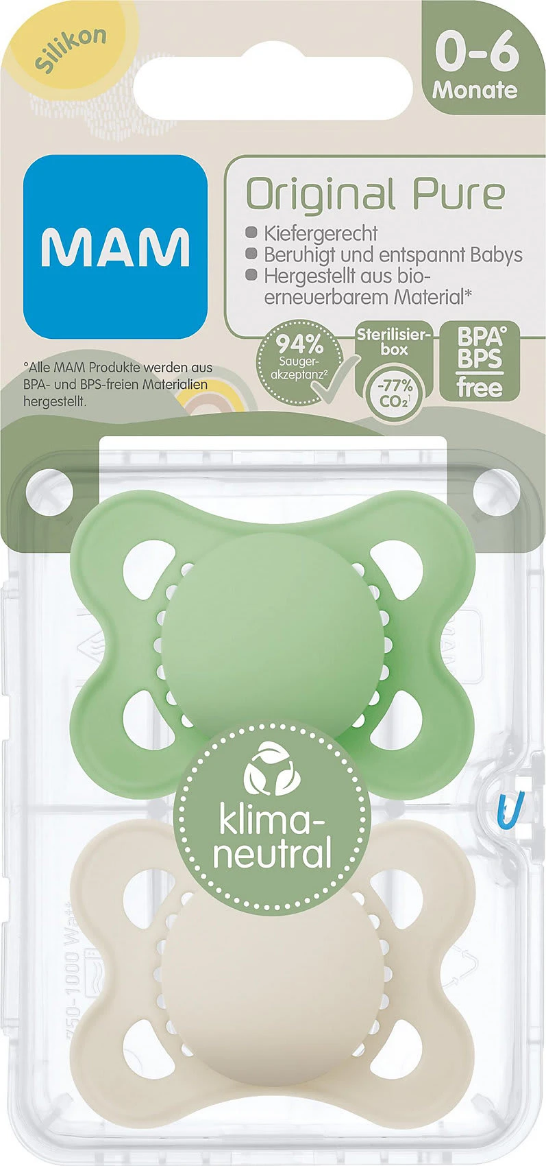 MAM Original Pure Silikon, 0-6 Monate, 2er Set , Grün/beige 7 MAM Original Pure Silikon, 0-6 Monate, 2er Set , Grün/beige – Bild 5