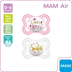 MAM Schnuller Air, Silikon, Gr. 1, 2 Stk, Tiger/Schmetterling -Babyprodukte mam schnuller air silikon gr 1 2 stk tiger schmetterling 2
