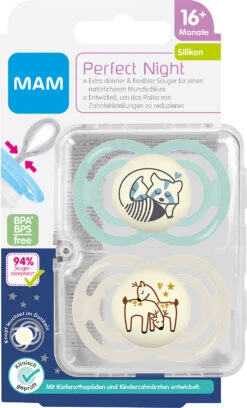 MAM Schnuller Perfect Night, Gr. 2, 2 Stk, Waschbär/Rehe -Babyprodukte mam schnuller perfect night gr 2 2 stk waschbar rehe 2