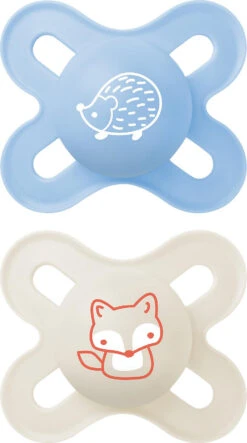 MAM Schnuller Start Elements Silikon, Gr. 0, 2 Stk, Igel/Fuchs