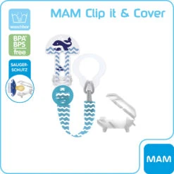 MAM Schnullerkette Clip It! & Cover, Waschbär 5 MAM Schnullerkette Clip It! & Cover, Waschbär -Babyprodukte mam schnullerkette clip it and cover waschbar 1