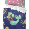 Bettwäsche-Set "Happy Mermaid" In Dunkelblau/ Pink