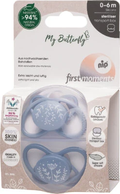 ® First Moments BS "My Butterfly" -blau- Silikon, Größe 1 (0-6 Monate) -Babyprodukte nip r first moments bs my butterfly blau silikon grosse 1 0 6 monate 3