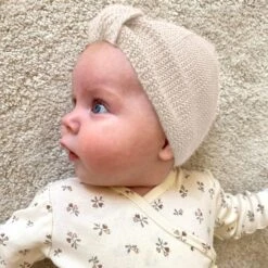 Baby Turban Mütze Strick Natur - 0-3 Monate -Babyprodukte nordic coast company baby turban mutze strick natur 0 3 monate 5