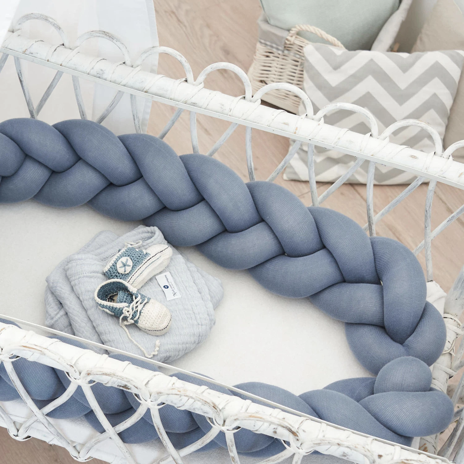 Bettschlange In Blau- (L) 200 Cm Geflochten 7 Bettschlange In Blau- (L) 200 Cm Geflochten – Bild 5