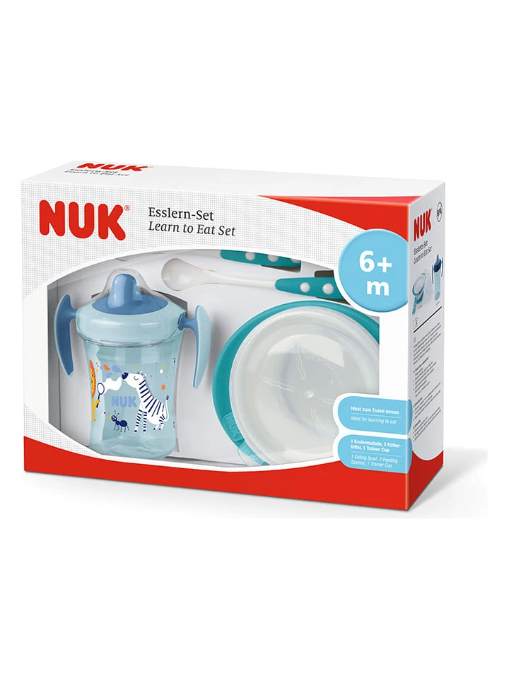 NUK 4tlg. Esslern-Set In Hellblau/ Türkis 4 NUK 4tlg. Esslern-Set In Hellblau/ Türkis – Bild 2