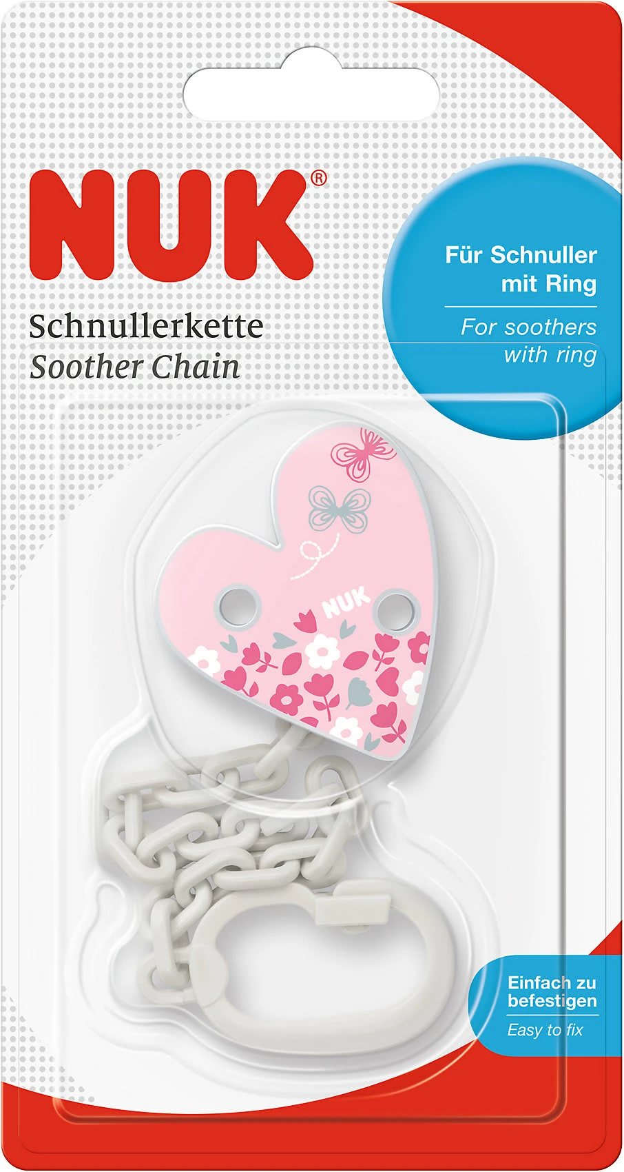 NUK Schnullerkette, Mit Clip, 1 Stück, Herz 4 NUK Schnullerkette, Mit Clip, 1 Stück, Herz – Bild 2
