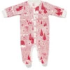 Baby Overall "FOREST JUMP" Mit Winterwald-Print In Himbeerrot