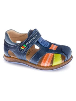 Pablosky Leder-Halbsandalen In Dunkelblau/ Orange