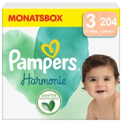 Pampers® Monatsbox Klettwindeln, "Harmonie", Größe 3, 204 Stück, 6kg - 10kg