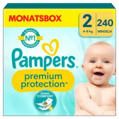Pampers® Monatsbox Klettwindeln, "Premium Protection", Größe 2, 240 Stück, 4kg - 8kg