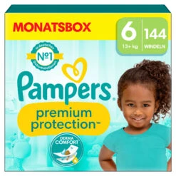 Pampers® Monatsbox Klettwindeln, "Premium Protection", Größe 6, 144 Stück, 13kg+
