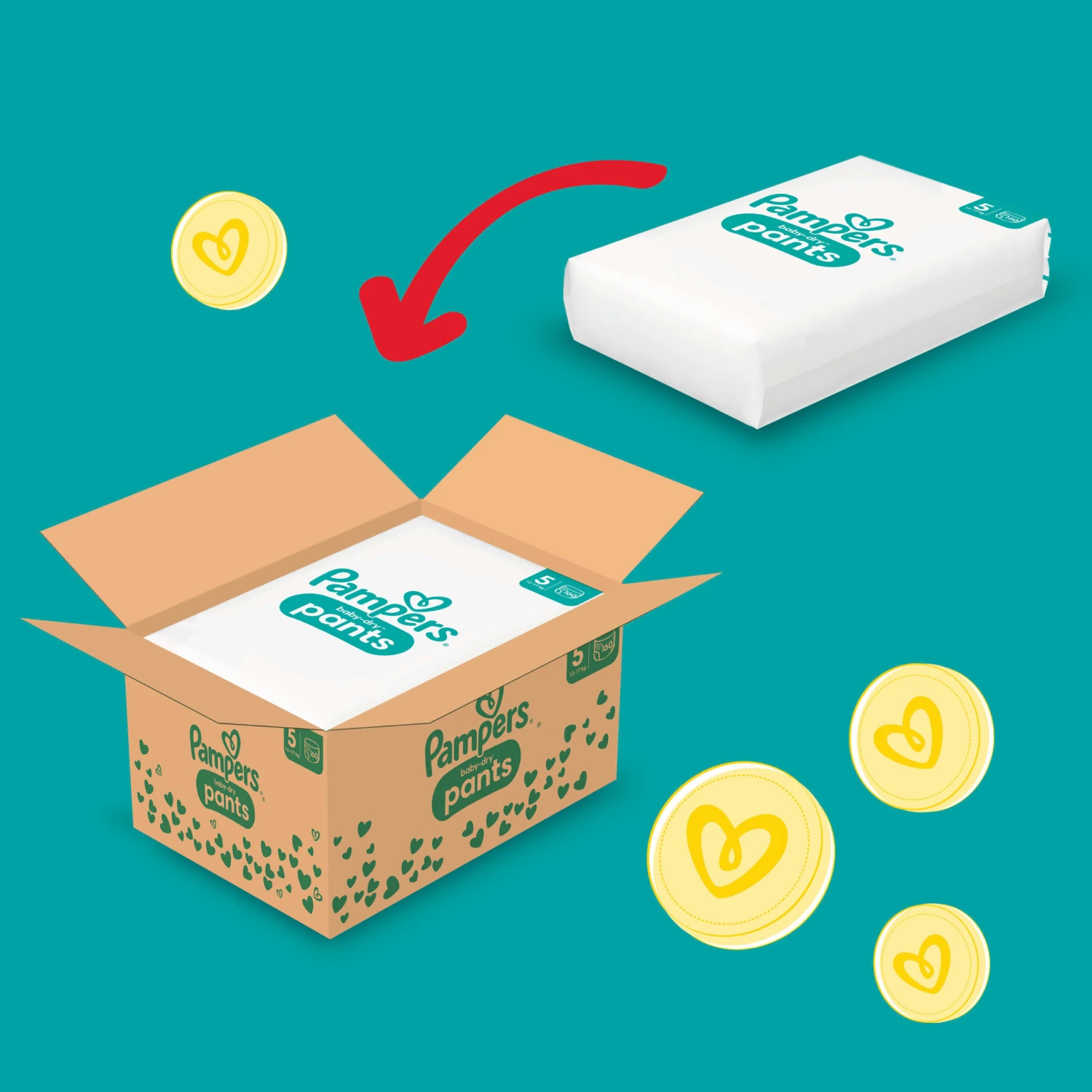 Pampers® Monatsbox Pants, "Baby-Dry", Pants Größe 5, 160 Stück, 12kg - 17kg 4 Pampers® Monatsbox Pants, "Baby-Dry", Pants Größe 5, 160 Stück, 12kg - 17kg – Bild 2