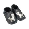 Krabbelschuhe / Lederpuschen Mit Hund In Blau / Silber