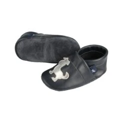 Krabbelschuhe / Lederpuschen Mit Hund In Blau / Silber -Babyprodukte pantau its a small world krabbelschuhe lederpuschen mit hund in blau silber 2