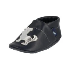 Krabbelschuhe / Lederpuschen Mit Hund In Blau / Silber -Babyprodukte pantau its a small world krabbelschuhe lederpuschen mit hund in blau silber 3