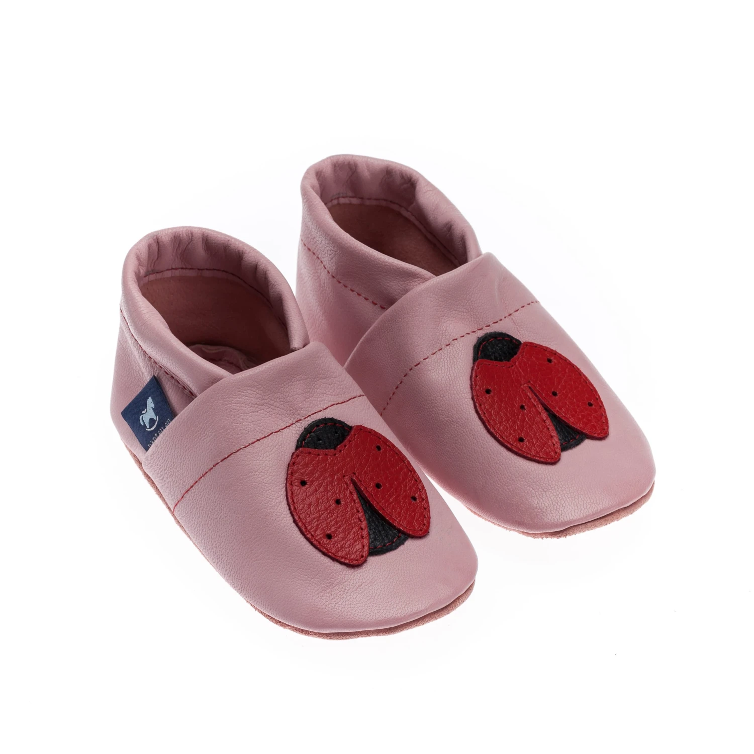 Krabbelschuhe / Lederpuschen Mit Marienkäfer In Rosa / Rot 3 Krabbelschuhe / Lederpuschen Mit Marienkäfer In Rosa / Rot