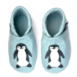 Krabbelschuhe / Lederpuschen Mit Pinguin In Hellblau / Weiß -Babyprodukte pantau its a small world krabbelschuhe lederpuschen mit pinguin in hellblau weiss 2