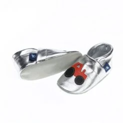 Krabbelschuhe / Lederpuschen Mit Traktor In Silber / Orange 8 Krabbelschuhe / Lederpuschen Mit Traktor In Silber / Orange -Babyprodukte pantau its a small world krabbelschuhe lederpuschen mit traktor in silber orange 2