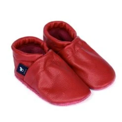 Krabbelschuhe / Lederpuschen Uni Magenta